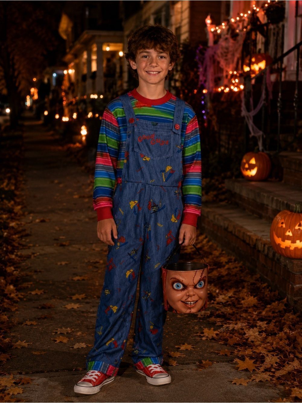 Spirit Halloween Chucky Good Guys Blue Overall Costume Youth S/M Horror Grunge